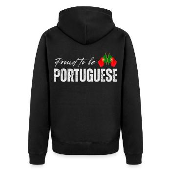 Portuguese proud, I love Portugal - Unisex Premium Organic Zip Hoodie - black - Back - Nico (187cm)