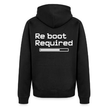 Reboot Required – Retro Gaming Style - Unisex Premium Organic Zip Hoodie - black - Back - Nico (187cm)