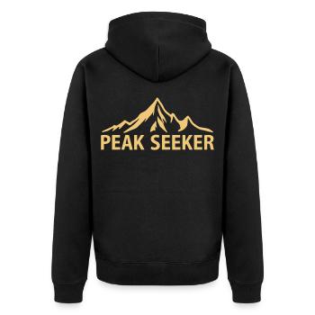 Peak Seeker Alpine Mountains - Unisex Premium Organic Zip Hoodie - black - Back - Nico (187cm)