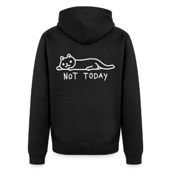 Katze Not Today Ich habe keine Lust - Unisex Premium Bio Zip Hoodie - Schwarz - Hinten - Nico (187cm)