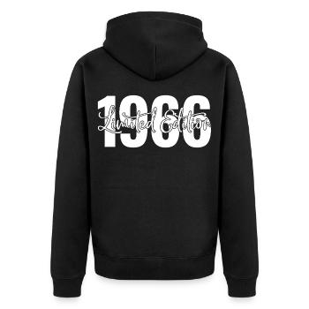 Limited edition 1966 - Unisex Premium Bio Zip Hoodie - Schwarz - Hinten - Nico (187cm)