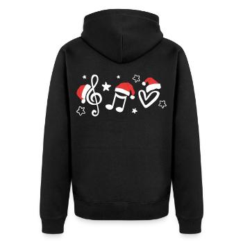 Notes de musique avec des chapeaux de Père Noël - Musique de Noël - Veste à capuche bio Premium Unisexe - noir - Dos - Nico (187cm)