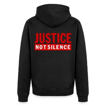 Justice Not Silence Gerechtigkeit Statement - Unisex Premium Organic Zip Hoodie - black - Back - Nico (187cm)