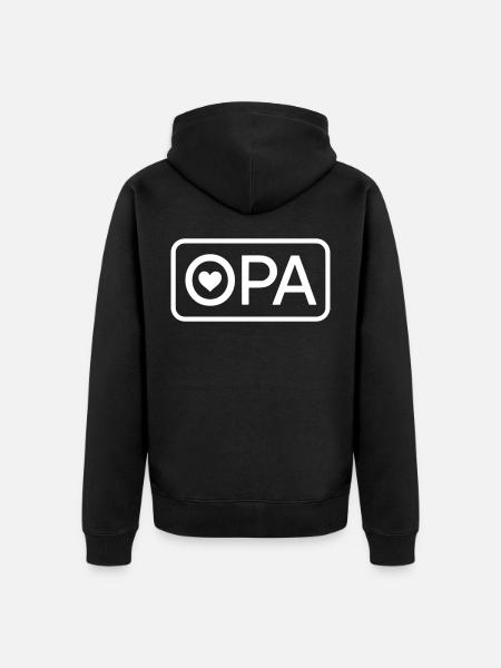 OPA 2026 Stolzer Großvater Ankündigung - Unisex Premium Bio Zip Hoodie - Schwarz