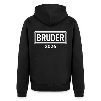 Annonce de frère ou sœur fier 2026 - Veste à capuche bio Premium Unisexe - noir - Dos - Nico (187cm)