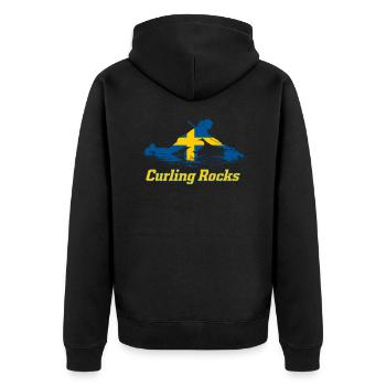 Le curling rocks Suède Fan Merch - Veste à capuche bio Premium Unisexe - noir - Dos - Nico (187cm)