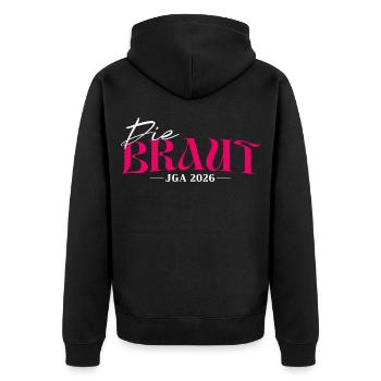 Braut 2026 - Junggesellinnenabschied JGA Damen - Unisex Premium Bio Zip Hoodie - Schwarz - Hinten - Nico (187cm)
