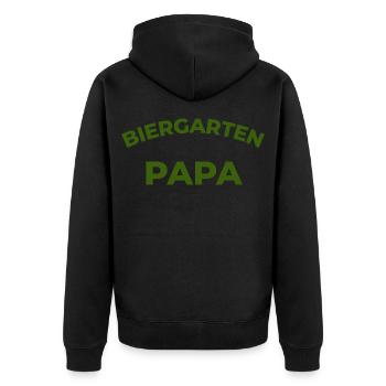 Biergarten Papa–Lustiges Vater Bier Frühlingfest - Unisex Premium Bio Zip Hoodie - Schwarz - Hinten - Nico (187cm)