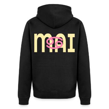 Geburtstag Mai - Sternzeichen Krebs - Unisex Premium Bio Zip Hoodie - Schwarz - Hinten - Nico (187cm)