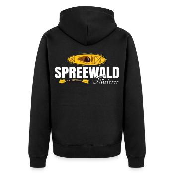 Spreewald Flüsterer - Unisex Premium Bio Zip Hoodie - Schwarz - Hinten - Nico (187cm)