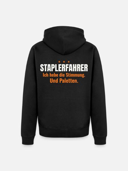 Staplerfahrer – Stimmung & Paletten (dunkel) - Unisex Premium Bio Zip Hoodie - Schwarz