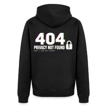 404 Datenschutz nicht gefunden - Unisex Premium Bio Zip Hoodie - Schwarz - Hinten - Nico (187cm)