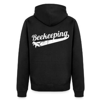 Lustige Imkerei - Unisex Premium Bio Zip Hoodie - Schwarz - Hinten - Nico (187cm)