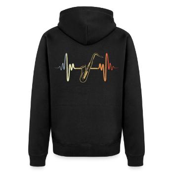 Battement de cœur de saxophone vintage - Veste à capuche bio Premium Unisexe - noir - Dos - Nico (187cm)