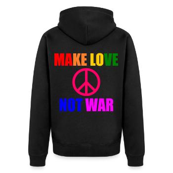 Make love not war - Unisex Premium Organic Zip Hoodie - black - Back - Nico (187cm)