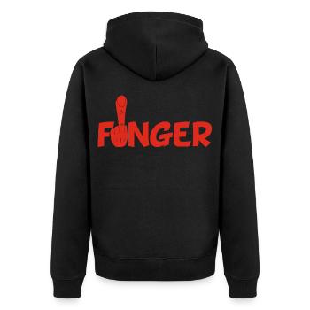 Le doigt (rouge) - Veste à capuche bio Premium Unisexe - noir - Dos - Nico (187cm)