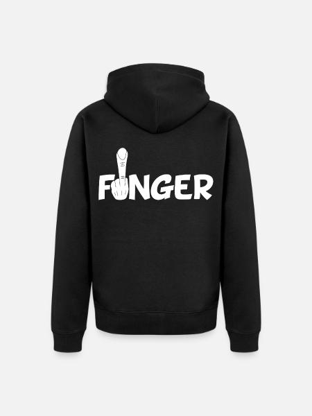 The finger (white) - Unisex Premium Organic Zip Hoodie - black