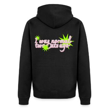 Zwei Katzen zu spät Crazy Catlady - Unisex Premium Bio Zip Hoodie - Schwarz - Hinten - Nico (187cm)