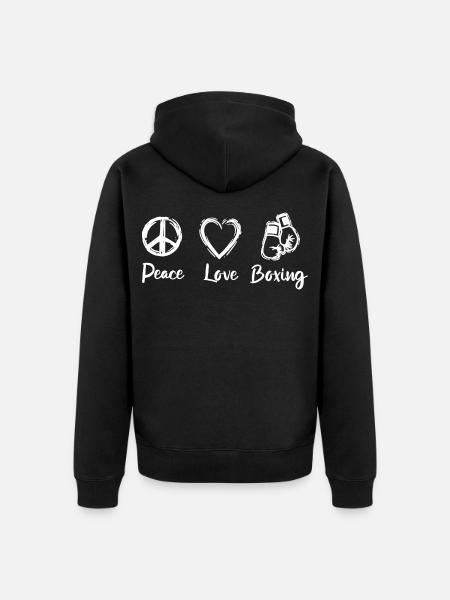Peace Love Boxe - Veste à capuche bio Premium Unisexe - noir