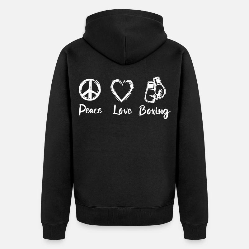 Peace Love Boxe - Veste à capuche bio Premium Unisexe - noir