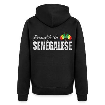La fierté sénégalaise, made in Senegal - Veste à capuche bio Premium Unisexe - noir - Dos - Nico (187cm)