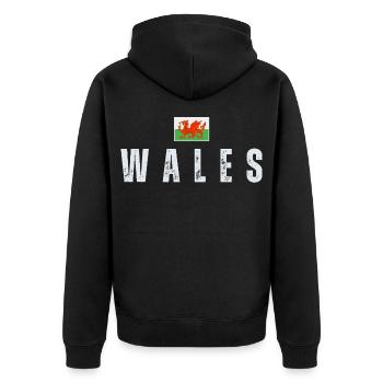 Drapeau du Pays de Galles, j’aime le Pays de Galles - Veste à capuche bio Premium Unisexe - noir - Dos - Nico (187cm)