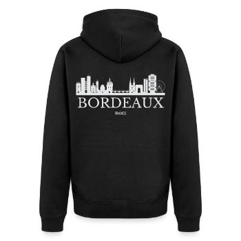 Silhouette de Bordeaux, Bordeaux France - Veste à capuche bio Premium Unisexe - noir - Dos - Nico (187cm)