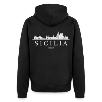 La silhouette de la Sicile, Italie de la Sicile - Veste à capuche bio Premium Unisexe - noir - Dos - Nico (187cm)
