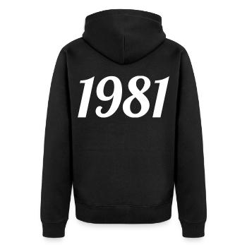 1981 Vintage 1981 Retro Geburtstag 1981 Geschenk - Unisex Premium Bio Zip Hoodie - Schwarz - Hinten - Nico (187cm)