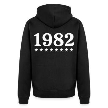 1982 Limited Edition 1982 Retro 1982 - Unisex Premium Bio Zip Hoodie - Schwarz - Hinten - Nico (187cm)