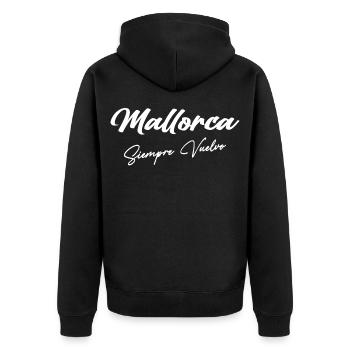 Mallorca - Unisex Premium Bio Zip Hoodie - Schwarz - Hinten - Nico (187cm)