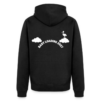 Baby Loading 2027 Storch - Unisex Premium Bio Zip Hoodie - Schwarz - Hinten - Nico (187cm)