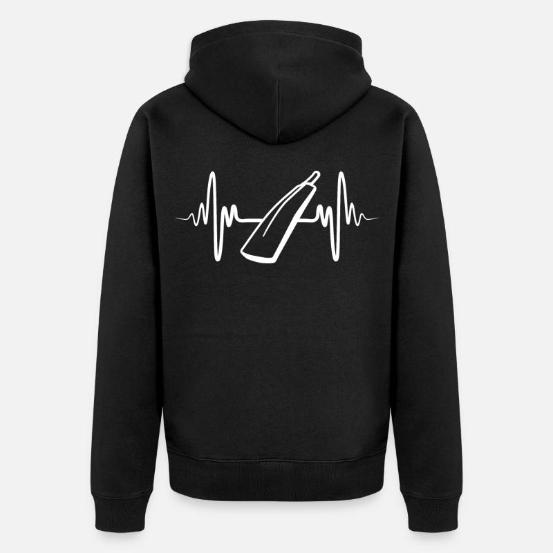 Cricketschläger Herzschlag - Unisex Premium Bio Zip Hoodie - Schwarz