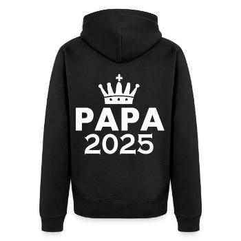 Papa 2025 - Unisex Premium Bio Zip Hoodie - Schwarz - Hinten - Nico (187cm)