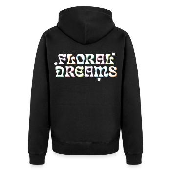 Rêves floraux style rétro - Veste à capuche bio Premium Unisexe - noir - Dos - Nico (187cm)
