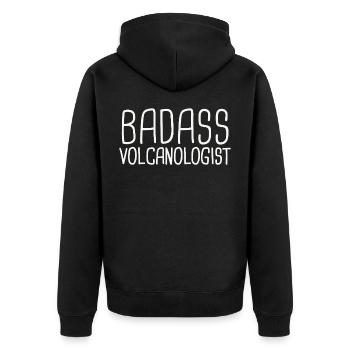 Volcanologist Badass Volcanology - Unisex Premium Organic Zip Hoodie - black - Back - Nico (187cm)