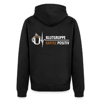 Blood type coffee positive - your pulse rises - Unisex Premium Organic Zip Hoodie - black - Back - Nico (187cm)