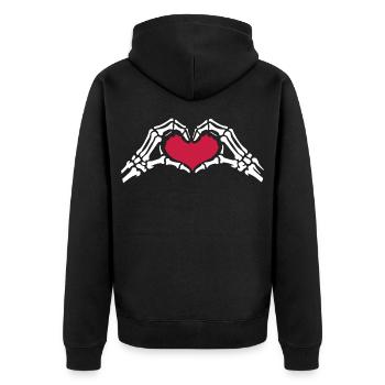 Skelett Hände Herz Liebe Valentins Tag - Unisex Premium Bio Zip Hoodie - Schwarz - Hinten - Nico (187cm)