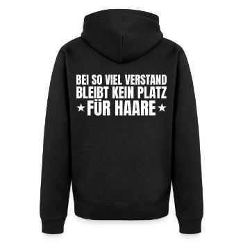 Bald Saying No Room for Hair - Unisex Premium Organic Zip Hoodie - black - Back - Nico (187cm)