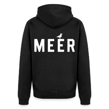 MEER Möwe Minimalistisches Stranddesign Urlaub - Unisex Premium Bio Zip Hoodie - Schwarz - Hinten - Nico (187cm)