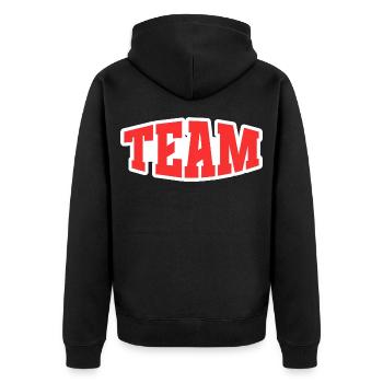 Team - Unisex Premium Organic Zip Hoodie - black - Back - Nico (187cm)