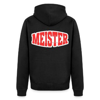 Meister - Unisex Premium Bio Zip Hoodie - Schwarz - Hinten - Nico (187cm)