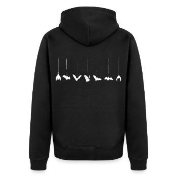 Bats On A Thread - Unisex Premium Bio Zip Hoodie - Schwarz - Hinten - Nico (187cm)