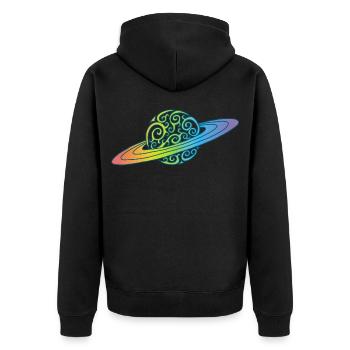 Planète arc-en-ciel - Veste à capuche bio Premium Unisexe - noir - Dos - Nico (187cm)