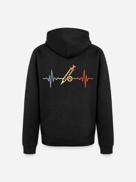 Veterinary Syringe ECG - Unisex Premium Organic Zip Hoodie - black