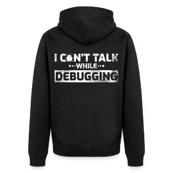 Software Entwickler Witz - Unisex Premium Bio Zip Hoodie - Schwarz - Hinten - Nico (187cm)