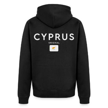 Zypern Flagge, Zypriotischer Stolz - Unisex Premium Bio Zip Hoodie - Schwarz - Hinten - Nico (187cm)