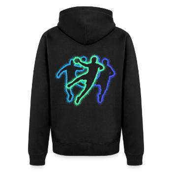 Handballspieler Handballer Jungen Handball - Unisex Premium Bio Zip Hoodie - Schwarz - Hinten - Nico (187cm)