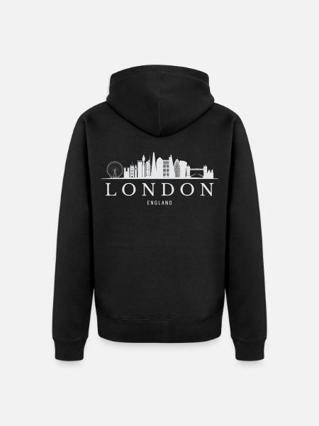 London Skyline, London England - Unisex Premium Organic Zip Hoodie - black