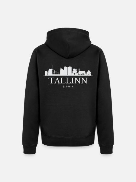 Tallinnan siluetti, Tallinna Viro - Premium unisex luomu-huppari vetoketjulla - musta